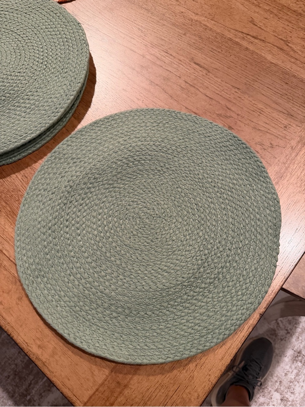 Sage Green Braided Round Placemat - Set of 6